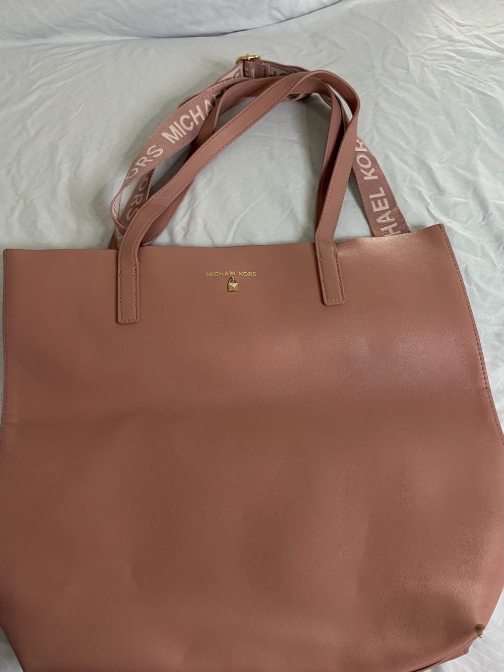 Michael Kors Dusty Rose Leather Tote with Logo Strap